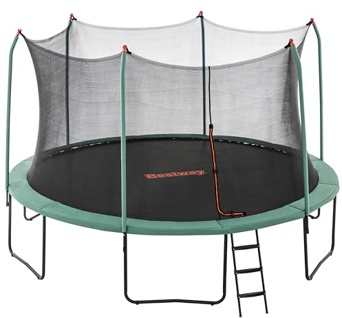 Bestway Trampoline Xtreme Air, Ø 427 x 286 cm, Korrosionsbeständiger Stahlrahmen, UV-beständige Materialien, Sicherheitsnetz mit Reißverschluss, 84 Federn, Einstiegsleiter, Bodenverankerungen