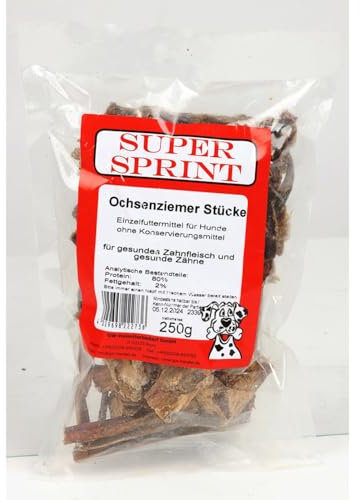 80x 250g Super Sprint Ochsenziemer Stücke Leckerlis für Hunde Hundefutter 20kg