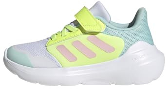 adidas TENSAUR Run 3.0 Shoes Children, Scarpe da Corsa, Cloud White/Clear Pink/Hi-RES Yellow, 35 EU