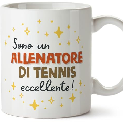 MUGFFINS Tazas para ENTRENADOR DE TENIS hombre - En Italiano - Sono eccellente! - 11 oz / 330 ml - Regalo original y divertido