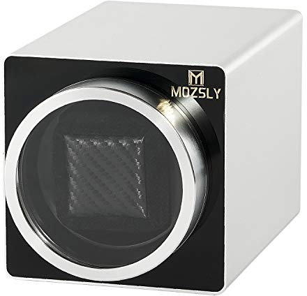 MOZSLY Uhrenbeweger für einzelne Automatikuhren 12 Rotationsmodi mit leisem Motor Metall Silber