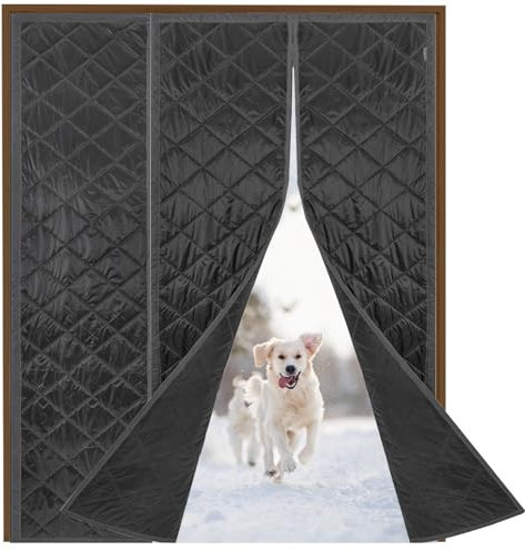 FYHFDH Rideau de Porte Isolant Thermique Rideau de protection thermique Rideau Anti Froid Porte Auto-Absorbant coupe-vent protection contre le froid Rideau Porte Entrée, sans Perçage, 120x180cm, noir