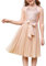 GRACE KARIN Vestito Estivo con Paillettes per Bambine Scollo all'Americana Elegante Abito da Festa con Glitter a Trapezio Oro Rosa 10 Anni