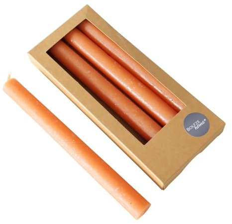 ReWu Stabkerze Melia 4er-Set Echtwachs Tafelkerze Farbig Unparfümiert Echtwachskerze Geburtstagskerze Kerze Tafelkerze - Orange