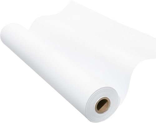 Rouleau papier dessin 44 cm x 15 m pour enfants, papier dessin blanc recyclé, papier calque polyvalent, rouleau de papier dessin idéal pour feuilles a rouler, école et loisirs.