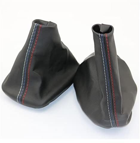 Perilla de cambio de marchas del coche Para BMW Serie 3 E36 E46 M3 perilla de palanca de cambios de coche Manul freno de mano funda de bota de polaina de cuero funda Collar de cambio de marchas(Combo