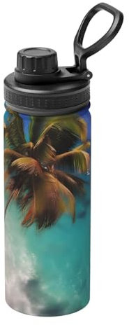 Poezjzw Caribbean Islands Isolierte Edelstahl-Wasserflasche, doppelwandig, Vakuum-Sportflasche für kalte Getränke und heiße Getränke, 530 ml