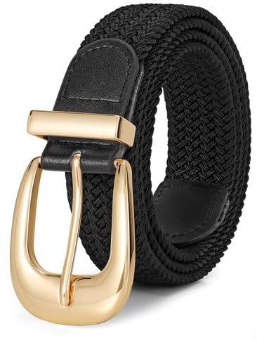LEACOOLKEY Damen Elastischer Stoffgürtel Stretch freizeit Web Geflochtener Flechtgürtel Gürtel für Hosen Jeans 3.3cm Breite