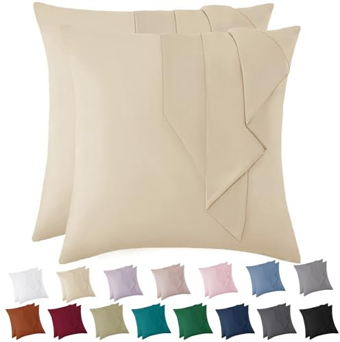 Vielit Kissenbezug 80x80 Hell Beige Weich Kopfkissenbezug 80x80 2er Set Mikrofaser Deko Kissenhülle Für Kissen 80x80 Öko-Zertifikat Resistent Hypoallergen