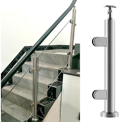SZITW Colonne de Garde-Corps en Verre, système de Pinces de Poteau de Garde-Corps en Verre Moderne, Panneaux de Garde-Corps de terrasse en Verre Ronds, Pince de Colonne pour Garde-Corps carrés/Ron