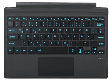 Seagtigau Tastatur für Microsoft Surface Pro 7+ / Pro 7 / Pro 6 / Pro 5 / Pro 4 / Pro 3, 12.3 Zoll, Bluetooth Type Cover mit Trackpad, QWERTZ Deutsch Layout (Schwarz)