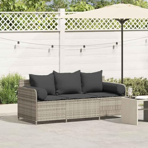 Festnight Sofa Rattan 3 Sitzer Balkonsofa Balkon Kleiner Balkon Wetterfest Lounge Gartenbank Outdoor