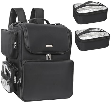 Relavel Professional Hair Tools Backpack, Heat-Resistant Hair Stylist Travel Bag Barber Organizer Portable Travel Accessories Case with Full-Layer Insulation (Black)