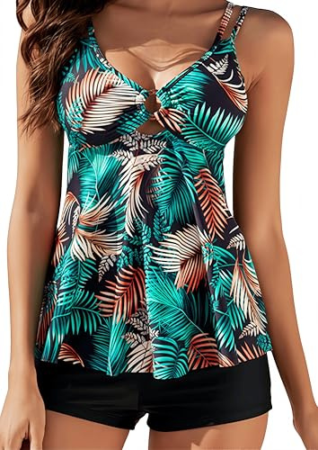 Ocean Plus Femme Débardeur Élégant avec Culotte Tankini Couleurs Solides Rembourré Maillot de Bain Deux Pièces à Bretelles Réglables