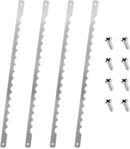 4-Pack 10.8-Inch Universal Serrated Replacement Blades For Bread Slicer Knife, 420 Stainless Steel With 8 Screws For Easy Mounting
