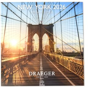 DRAEGER PARIS 1886 - Großer Wandkalender 28 x 29 cm 2026 – Thema NYC – 12 Monate – FSC Papier – abnehmbare Illustrationen