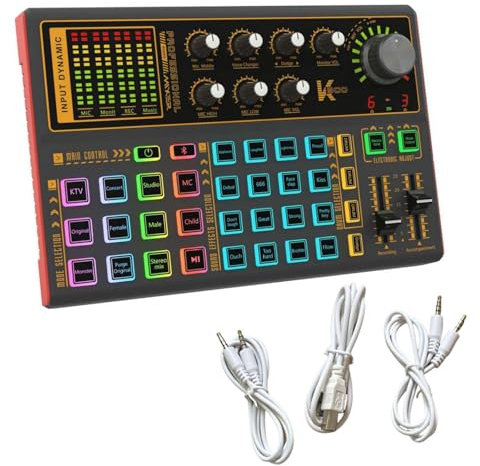 Cuerpo de tarjeta de sonido K300 de 5 V 1 A, 20 efectos especiales, 12 sonidos eléctricos y 4 modos de reverberación preestablecidos, compatible con transmisión multidispositivo