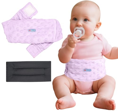 Colic and Gas Relief for Newborns and Infants, Flax Seed Heated Tummy Wrap - Microwaveable Baby Heating Pad with Soothing Warmth, Natural Relief for Gas and Upset Stomach, Purple