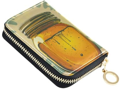 Mnsruu Fresh Honey Pot Small Compact Card Case with 11 Slots for Credit Cards, Cash & Coins, RFID Blocking Wallet for Travel & Everyday Use