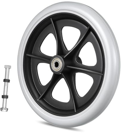 VALICLUD 8 Zoll Rollstuhl Vorderrad mit Vollgummireifen Robuste Verschleißfeste Lenkrolle für Manuelle Rollstühle Mobilitätserweiterndes Ersatzrad