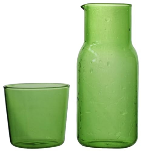 Carafe en Verre Transparent 500ml, Simple, Pratique pour Café | Facile à Nettoyer, Facile à Ranger, Usage Quotidien, Couleur Verte, Format 1 Set