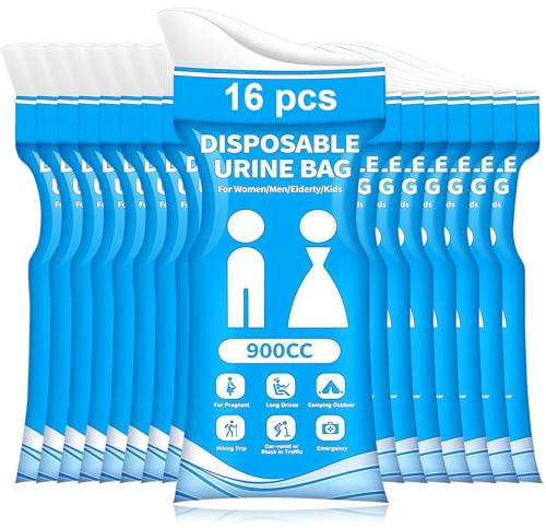 Yuaerbuo 16 Pack Disposable Urine Bags 900ML, Portable Pee Bag Emergency Toilet Bag for Men Women Pregnants Unisex Urine Bags in Traffic Jams Travel Camping Hiking