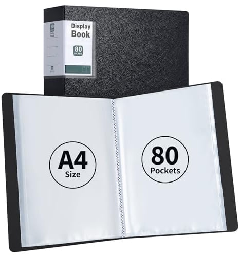 DONGLI Lot de 2 Porte Vue,Protège-Documents A4 avec 80 Pochettes(Noir) | Chemises à pochettes transparentes