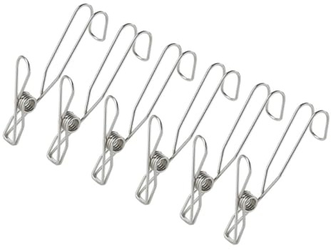 IMUSINICE 6pcs Clothing Clips Cleaning Cloth Clip Stainless Steel Strong Clamp Well-burnished Gorgeous Style Little and Hold Holiday String Light
