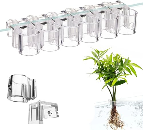EUREKORA 6 Stück Aquarienpflanzenhalterung Acryl Wasserpflanzenregal Aquarium Pflanzenhalter Wiederverwendbare Anwendbare tärke 0,3–0,6in für Fisch Tank Aquaponic Pflanzenkultur Aquascape Dekorationen