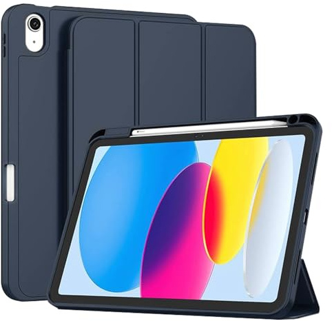 Techsuit für iPad 10 2022 und iPad 11 2025 Hülle mit Stifthalter, Dreifach Ständer, Schlankem Design, Auto Sleep Wake, Präzisen Aussparungen, Flex Trifold Series, Dunkelblau