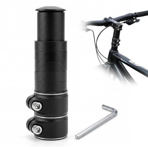 OMJMYY Lenkererhöhung Fahrrad, Vorbau 28,6 mm/138 mm, Aluminium, Schwarz | Fahrradlenker Erhöhung, Lenkerverlängerung Fahrrad, mit Sechskantschlüssel, Für MTB, Rennrad, Stadträder, Gesundheitsfördernd