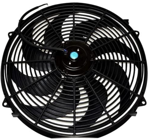 A-Team Performance Radiator Electric Cooling Fan 16 Inch 12 V Wide Curved 16 Inch 8 Blades Thermostat Kit 3000 CFM Reversible Push or Pull with Mounting Kit - Radiator Fan