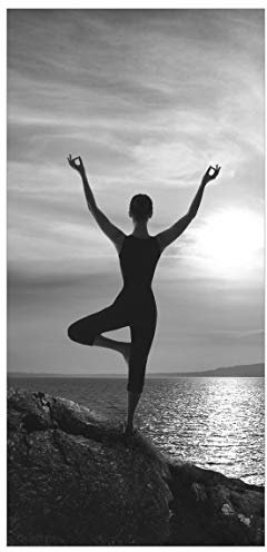 Bilderwelten Raumteiler Yoga schwarz Weiss 250x120cm inkl. transparenter Halterung