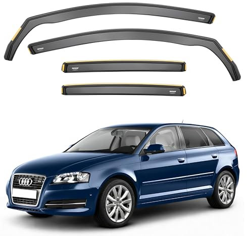 iSpeed Wind Deflectors For Audi A3 / S3 MK2 2003-2012 5 Door Sportback Hatchback 4pc Set - Keep Your Car Ventilated in Rain - Reduce Wind Turbulence - Tinted In-Channel