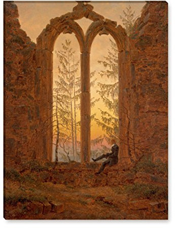 Wandkings Leinwandbilder von Caspar David Friedrich - Wähle ein Motiv & Größe: Träumender Mann in Kirchenruine - 30 x 40 cm