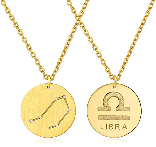 ChicSilver Waage Kette- Sternzeichen Anhänger Silber 925 Damen Kette Vergoldet für Frauen Weihnachten Geschenke