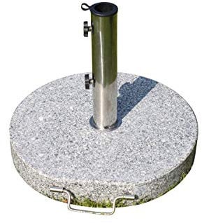 Garden Market Place Large Round Granite Parasol Umbrella Base Weight 30KGS - With Stainless Steel Tube, Handle and Wheels