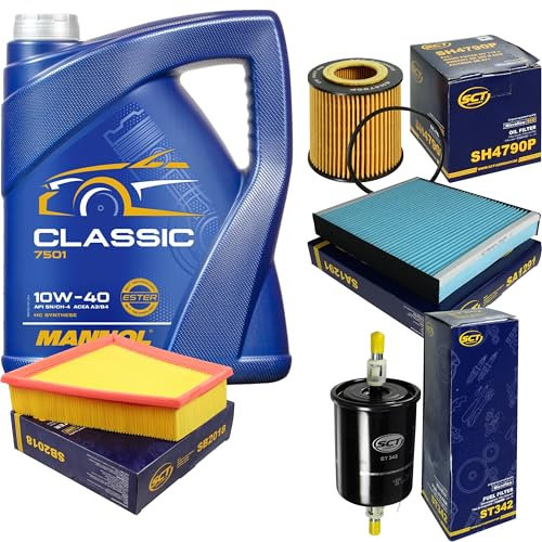 Filter Set Inspektionspaket 5 Liter MANNOL Motoröl Classic 10W-40 API SN/SM/CF SCT Germany Innenraumfilter Luftfilter Ölfilter Kraftstofffilter