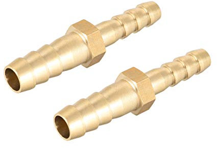 sourcing map Straight Brass Barb Fitting Reducer, Fit Hose ID 8mm to 6mm 2pcs