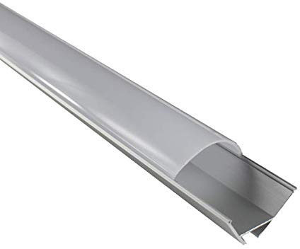 LEDomec Eckprofil ECKE-30 Aluminium Silber für LED Streifen bis max. 20mm, inkl. Abdeckung klar, für Innen- und Außenanwendung, Leiste (1m + milchige Abdeckung)