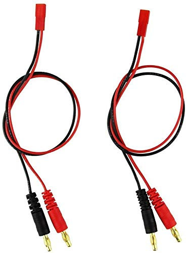 FLY RC 4mm 4.0mm Stecker Bananenstecker Anschlusskabel zu JST 20awg Soft Silicon Ladekabel Draht 30cm 11,8inch Lipo Teile für RC (2er Pack) (JST ladekabel)