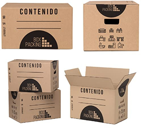 BOXPACKING | Umzugskarton, Verpackung und Aufbewahrung 20 Stück | 43x30x25 cm | Mit Griffen | Verstärkte Einkanal-Wellpappe
