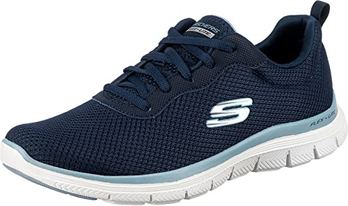 Skechers Damen Flex Appeal 4.0 Brilliant View Sneaker, Navy Mesh Bluen Trim, 35.5 EU