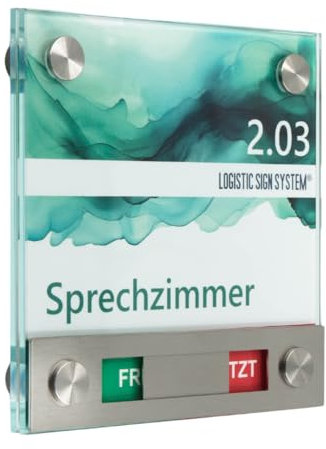 Logistic Sign System Türschild Glas Vitrum B (130/130 mit Frei/Besetzt-Anzeige)