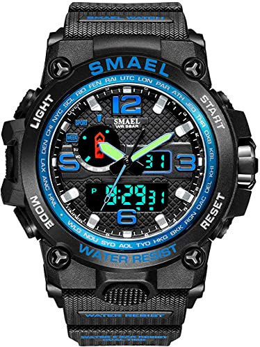 Fomtty Orologi Militari Uomo, Orologio da Uomo Analogico e Digitale, Orologio Sportivo, Impermeabile Orologio LED con Cronometro LED Digitale Orologio Luxury Casual Wristwatch (Blu Scuro)