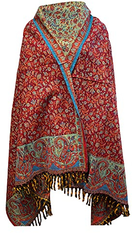 Schal aus reiner Yak-Wolle, mit Blumenmuster, in Übergröße, doppelseitig, luxuriös, als Geschenk