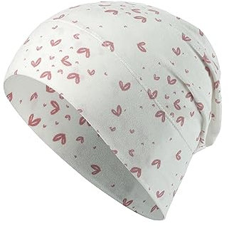 Sterntaler GOTS Beanie Herzen - Babymütze aus Singlejersey (Bio) mit allover Druck - anschmiegsame Mädchen Beanie Mütze zum Binden - Baby und Kinder Übergangsmütze, ecru, Größe 41