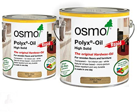 Osmo Polyx Oil Rapid - Clear - Satin or Matt - 2.5L or 750ml (3232 Clear Satin - 750ml)