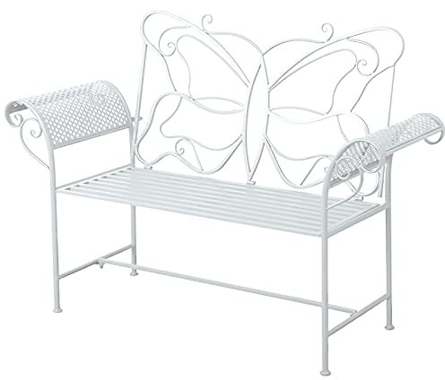 Balkonbank Kleiner Balkon 100cm Billig Gartenbank Metall Parkbank Sitzbank Balkon Bank Wetterfest Gartenmöbel Stabil für Terrasse (Weiß, Schwarz, Grün)(White)