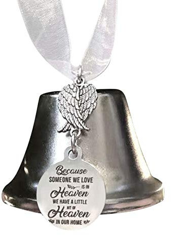 HINAA Engelsflügel Link Silber Glocke, himmlische Weihnachts-Gedenk, Doppelengelflügel Glocke Ornament, Klassische Weihnachtsglieder-Silberglocke Anhänger Langlebiges exquisites Glockenspiel Ornament